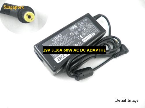 *Brand NEW* ACER LC.ADT01.003 HAP.0060.001 CAA0668A 19V 3.16A 60W AC DC ADAPTHE POWER Supply - Click Image to Close
